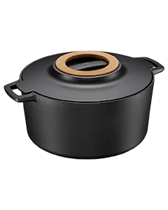 Oala de fonta cu capac Fiskars Norden 6 litri neagra